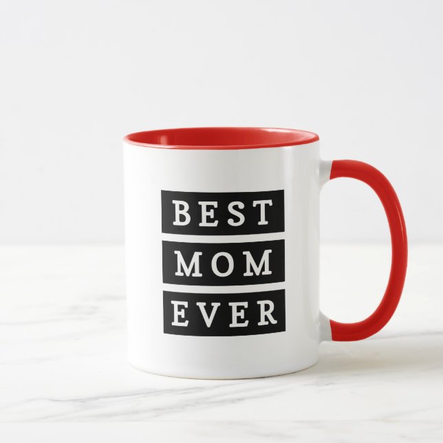 Modern Best mum every black and white Red Mug (Right)