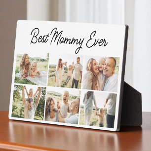 Modern Best Mummy Ever Custom 6 Photo Collage Plaque