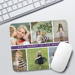 Modern Best Mummy Photo Collage Purple Mouse Mat<br><div class="desc">Modern 6 photo collage on a grid with purple lavender stripe in the middle that says "best mummy in the word" mouse pad.</div>