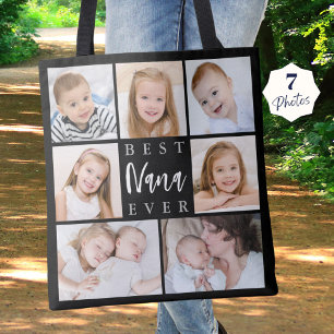 Modern BEST NANA EVER 7 Photo Collage Custom Tote Bag