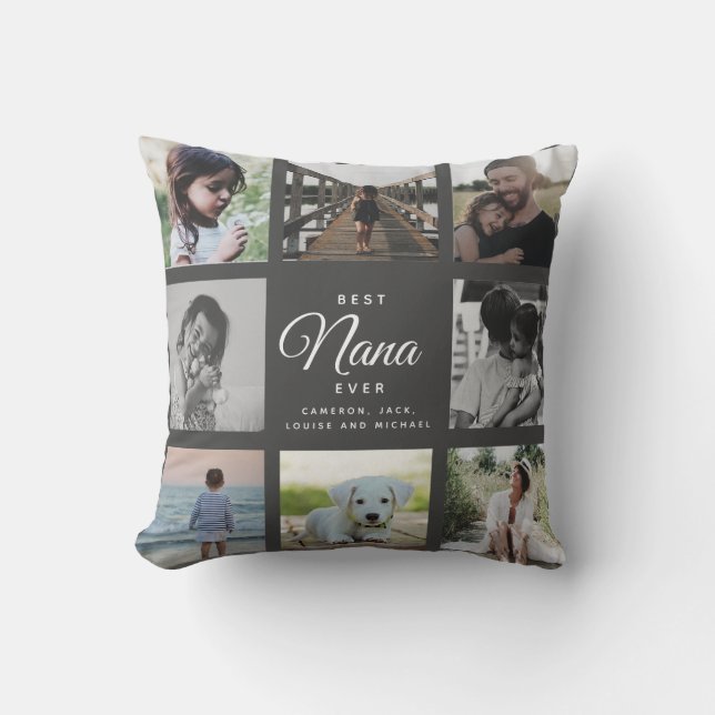 Modern Best Nana Ever Elegant Photo Collage Throw  Cushion (Front)