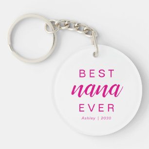Modern Best Nana Ever Hot Pink Script Photo Key Ring