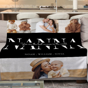 Modern Best nanna black and white 4 photo  Fleece Blanket