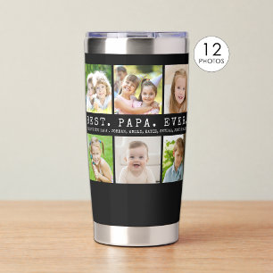 Modern BEST PAPA EVER 12 Photos Personalised Insulated Tumbler