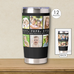 Modern BEST PAPA EVER 12 Photos Personalized Insulated Tumbler