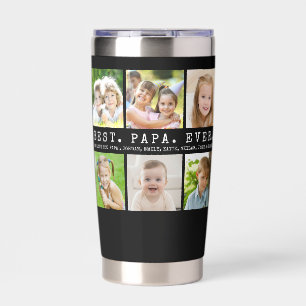 Modern BEST PAPA EVER 12 Photos Personalized Insulated Tumbler