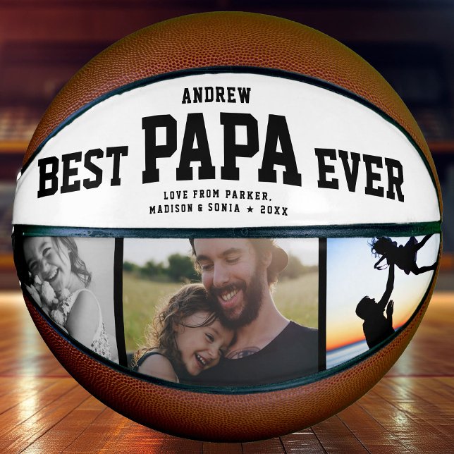 Modern BEST PAPA EVER Cool Unique Photo Collage Basketball (Creator Uploaded)