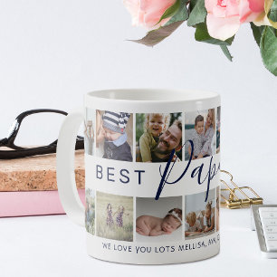 Modern 'Best Papa Ever' Photo Collage Coffee Mug