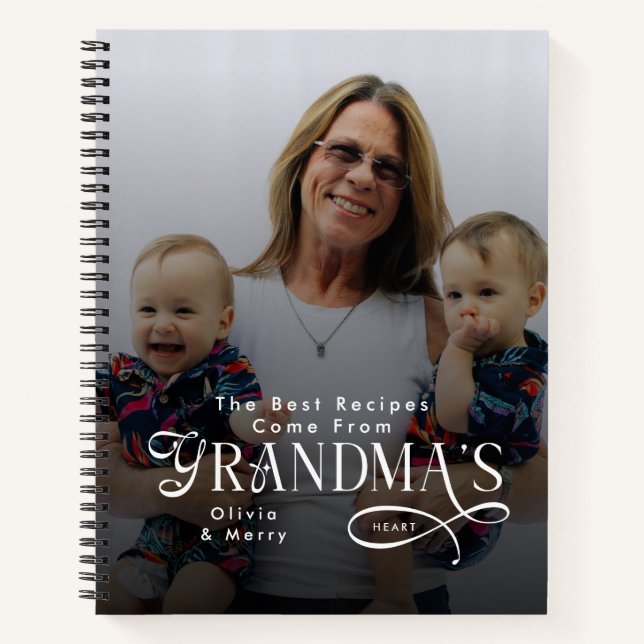 Modern Best Recipes Grandma Photo Grandkids Gifts Notebook (Front)