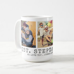 Modern BEST STEPDAD EVER 3 Photos Personalized Coffee Mug