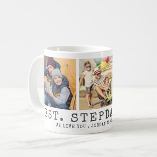 Modern BEST STEPDAD EVER 3 Photos Personalized Coffee Mug