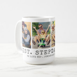 Modern BEST STEPDAD EVER 4 Photos Personalized Coffee Mug