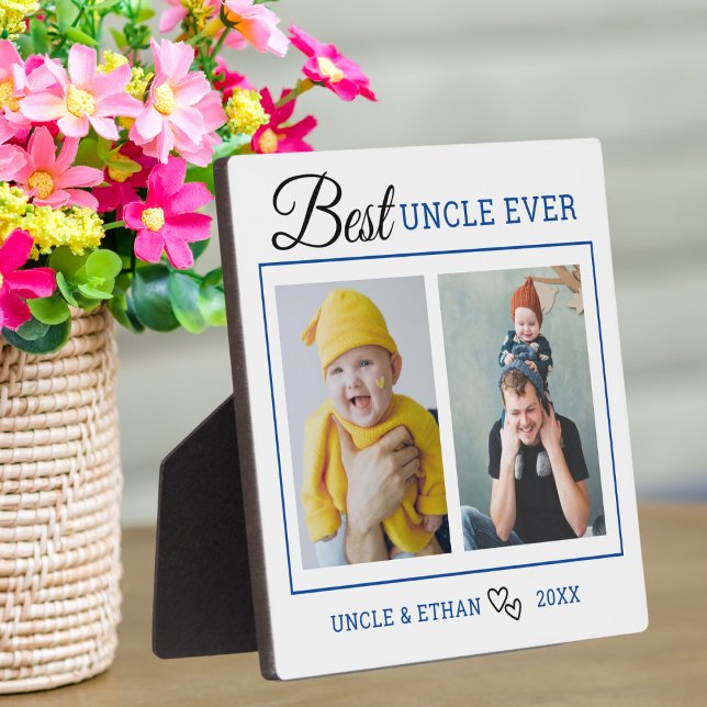 Modern Best Uncle Ever 2 Photo Collage Plaque (Creator Uploaded)