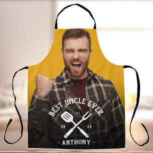 Modern Best UNCLE Ever Cool Name Photo Men's Apron