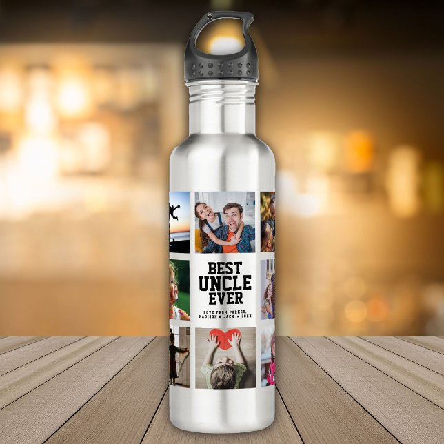 Modern BEST UNCLE EVER Photo Collage Cool 710 Ml Water Bottle (Creator Uploaded)