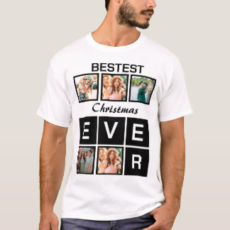Modern Bestest Christmas ever 5 Photo Collage T-Shirt