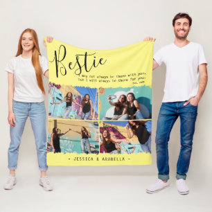 Modern Bestie Quote Photo Collage Personalised BFF Fleece Blanket