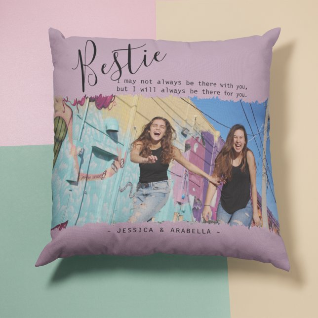 Modern Bestie Quote Photo Personalised BFF Cushion (Creator Uploaded)