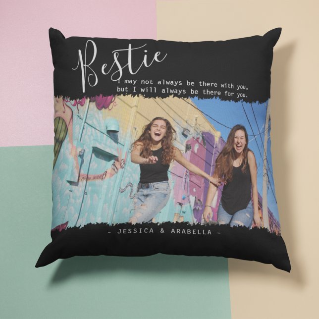 Modern Bestie Quote Photo Personalised BFF Cushion (Creator Uploaded)
