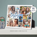 Modern Besties 11 Photo Collage Script Plaque<br><div class="desc">Create a unique and fun personalised, custom colour photo memory fleece blanket for your best friend or BFF utilising this easy-to-upload photo collage grid template with 11 pictures in various shapes and sizes both horizontal and vertical to accommodate a wide range of photographic subjects. The title BESTIES and names are...</div>