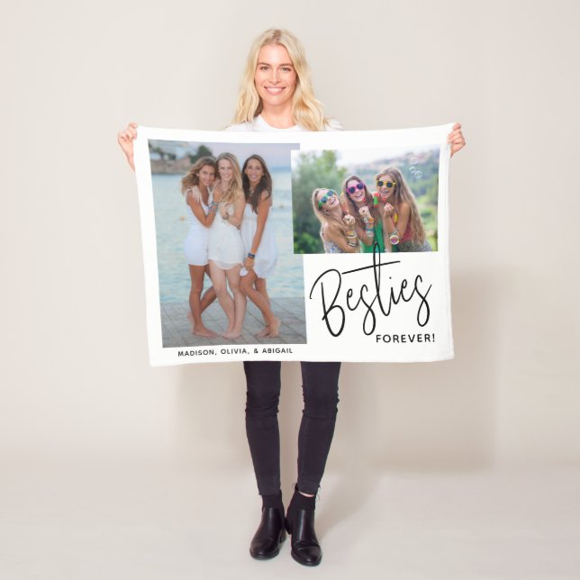 Modern Besties 2 photos Best Friends Forever Fleece Blanket (In Situ)