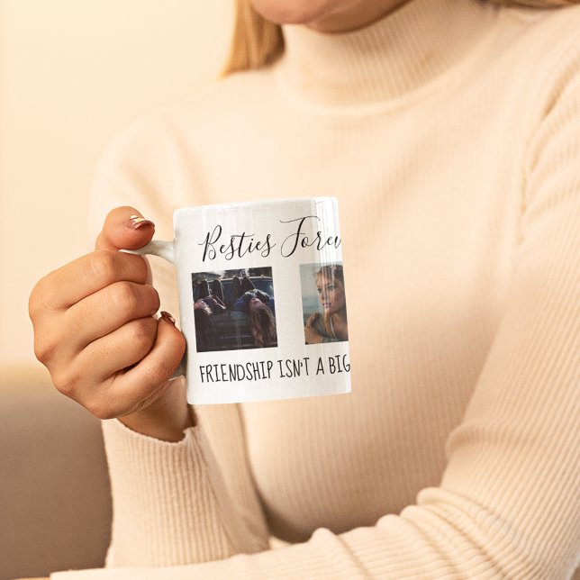 Modern | Besties | 4 Photo Two-Tone Coffee Mug (Creator Uploaded)