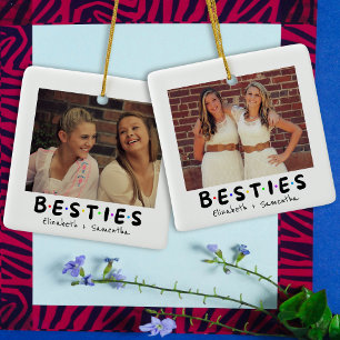 Modern Besties Best Friends BFF Selfie Photo  Ceramic Ornament