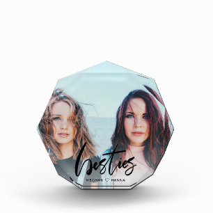 Modern Besties black calligraphy overlay Photo Block