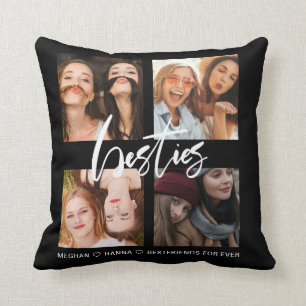Modern Besties black photo collage best friends Cushion