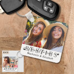 Modern BESTIES Friends Forever Chic Script 2 Photo Key Ring<br><div class="desc">Create a keepsake photo keychain for your best friend featuring 1 or 2 pictures and the title BESTIES with the words FRIENDS FOREVER in a modern handwritten script typography accented with hearts as an overlay in black and gray against an editable white background and personalized with names or your custom...</div>