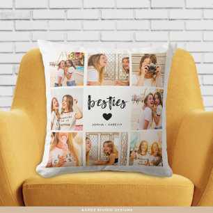 Modern Besties Name Photo Collage BFF Cushion