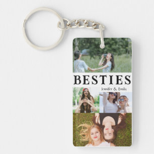 Modern Besties Photo Collage – Cute & Custom Gift Key Ring