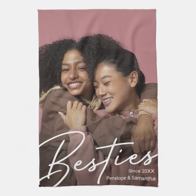 Modern Besties Photo Gift Tea Towel (Vertical)