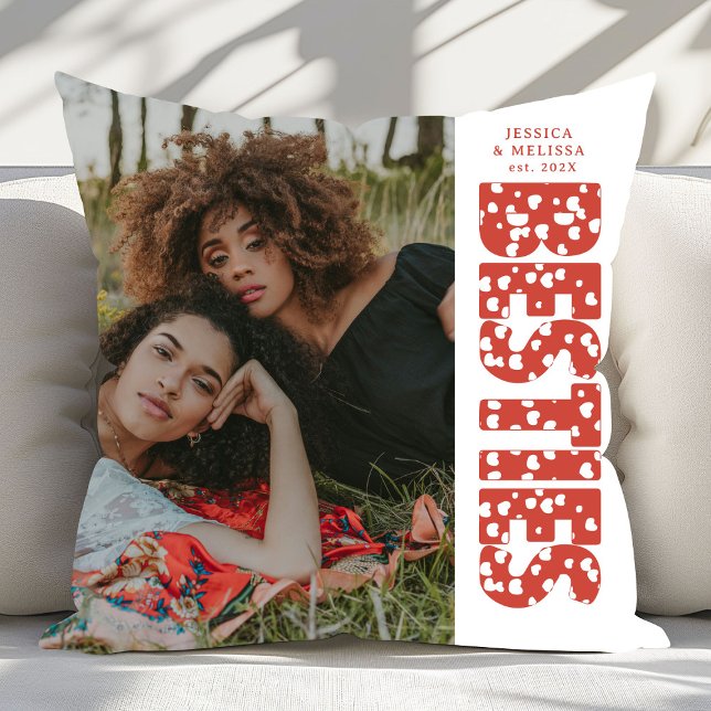 Modern  Besties Photo Gift Throw Pillow (Creator Uploaded)