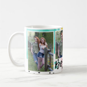 Modern Besties Typography 3 Photo Collage Coffee Mug