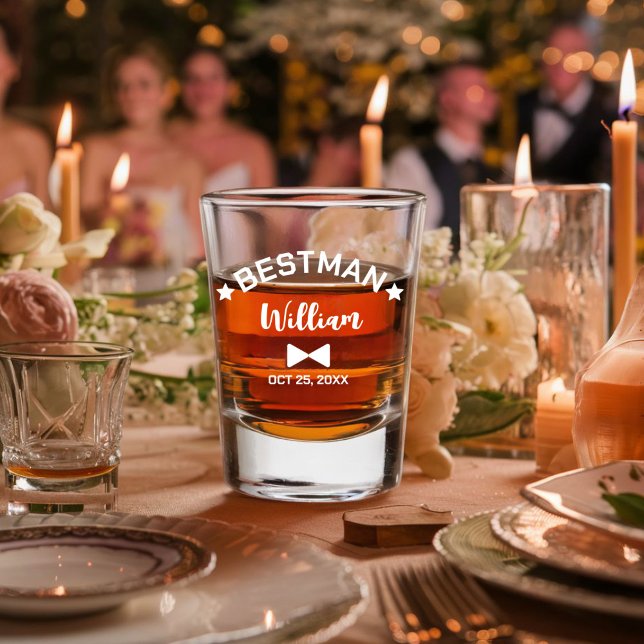 Modern Bestman Personalised Wedding Shot Glass (Creator Uploaded)