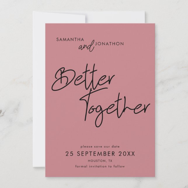 Modern Better Together Dusty Rose Save The Date (Front)