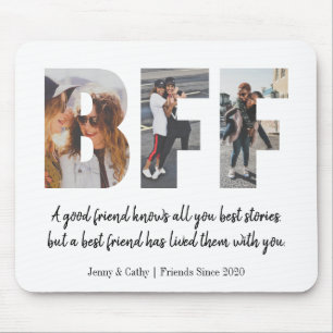 Modern BFF Best Friend Forever Cute Photo Collage Mouse Mat
