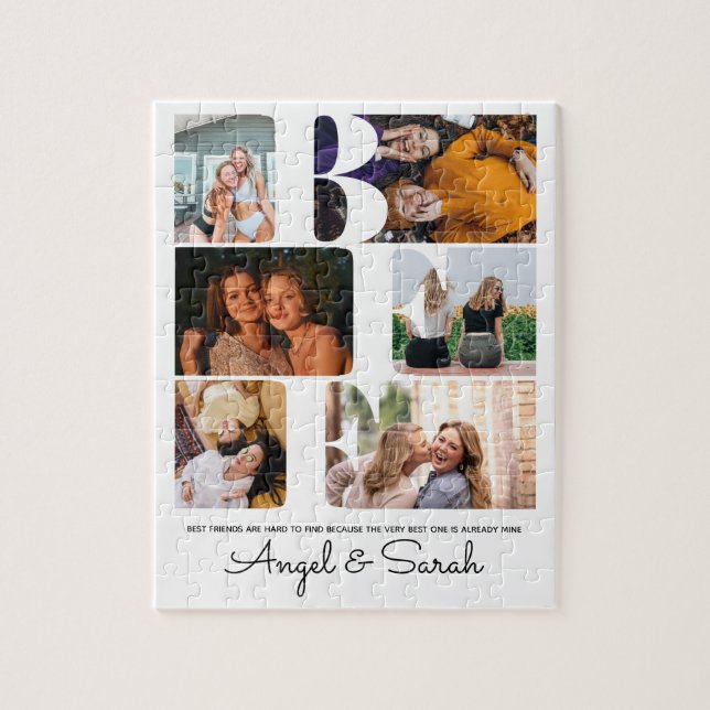 Modern BFF Best Friends Quote Photo Collage Jigsaw Puzzle (Vertical)