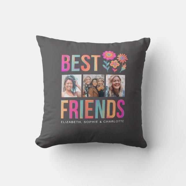 Modern BFF Besties Best Friends Photo Cushion (Front)