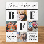 Modern BFF Besties Photo Collage Fleece Blanket<br><div class="desc">Discover our uniquely curated modern friendship blanket that beautifully showcases the unbreakable bond between besties. This plush accessory features four images of you and your bestie, wrapped in a simple white hue that can be tailored to your preferred color. It's punctuated with the abbreviation 'BFF', the phrase 'best friends forever',...</div>