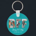 Modern BFF Photo Best Friend Names Teal Green Key Ring<br><div class="desc">Personalised BFF Photo Collage Best Friend Forever Besties Names Teal Green Keychain</div>