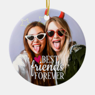 Modern BFF photo Best friends forever trendy Ceramic Tree Decoration