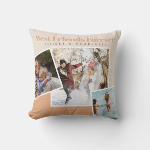 Modern BFF PHOTO COLLAGE Gift Personalised Peach Cushion