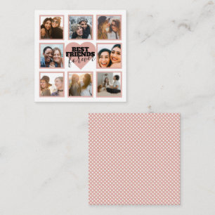 Modern BFF Photo Collage Rose Gold Heart Card