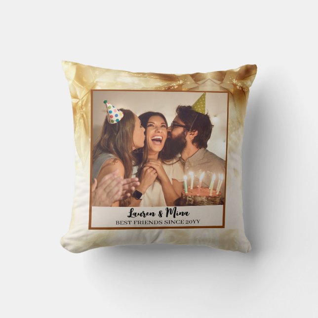 Modern BFF Photo Plaid Friendship Best Friend Thro Cushion (Front)
