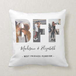 Modern BFF Photo Script Name Best Friends Forever Cushion