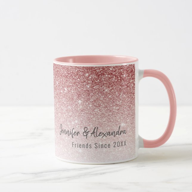 Modern BFF Rose Gold Glitter Best Friend Girly Mug (Right)