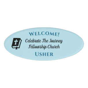 Modern Bible Christian Church Usher Welcome Name Tag