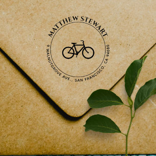 Modern Bicycle Elegant Text Custom Return Address Self-inking Stamp